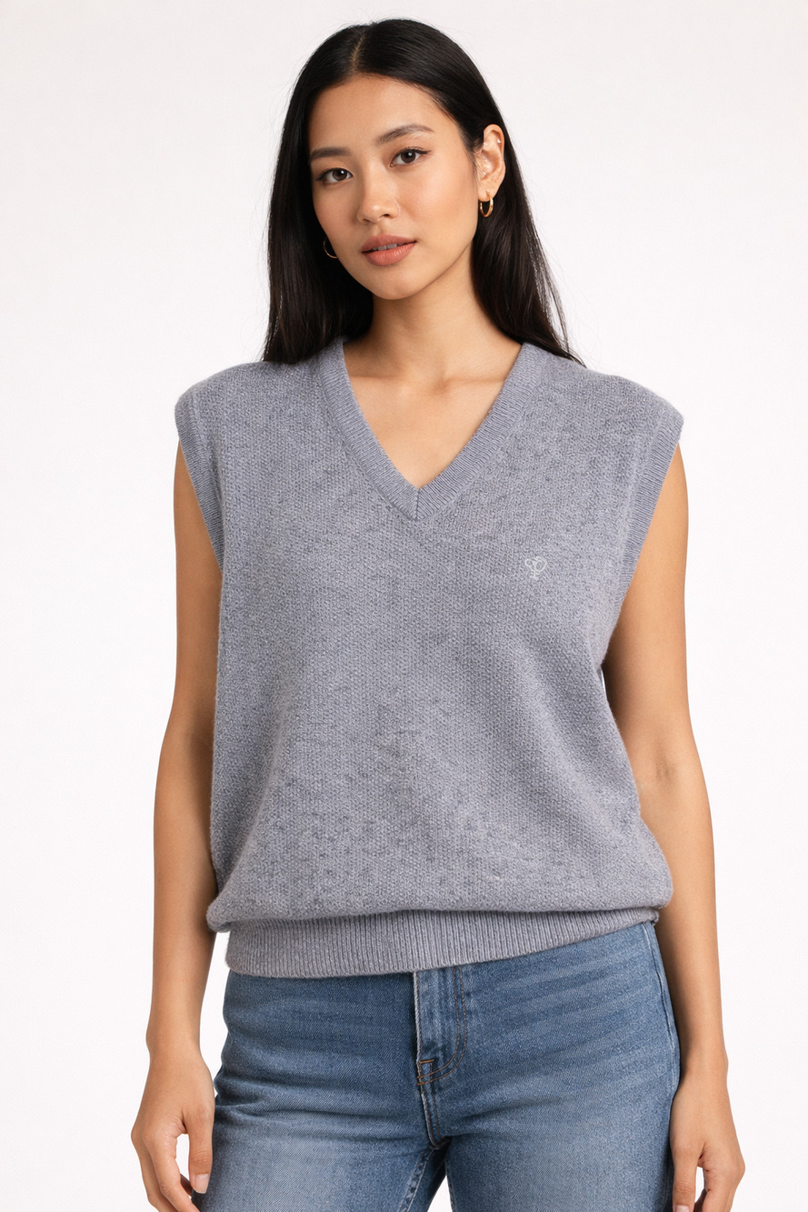 Christian Dior Vintage 1980's Knit Sweater Vest in Charcoal Grey, Size XL